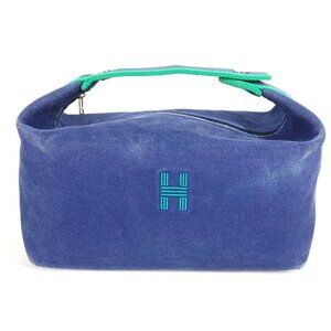 Hermes Handbag Brid A Black GM Cotton Blue